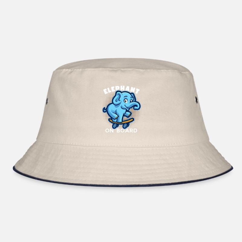 Funny skater elephant on skateboard saying Bucket Hat