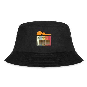 Vintage Retro Jesus Akustikgitarren Motiv - Bucket Hat - Schwarz - Vorne - Lela (165cm)