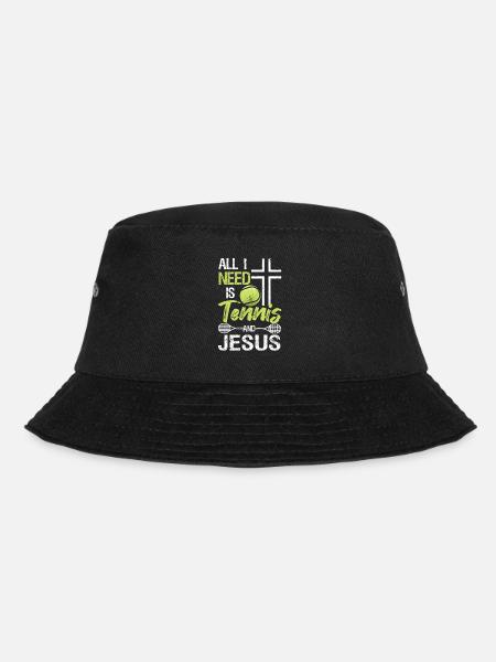 Alles was ich brauche ist Tennis und Jesus Kreuz - Bucket Hat - Schwarz
