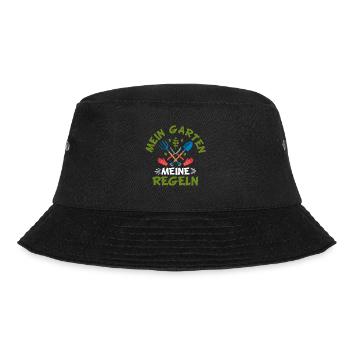 Hobbygärtner Gartenarbeit Spruch Mein Garten - Bucket Hat - Schwarz - Vorne - Lela (165cm)