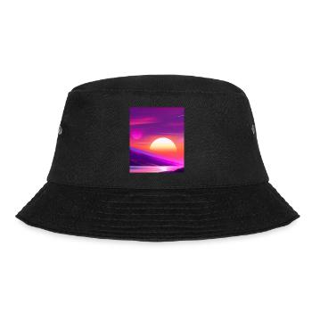 Vaporwave Sun Synthwave Sunset - Bucket Hat - black - Front - Lela (165cm)