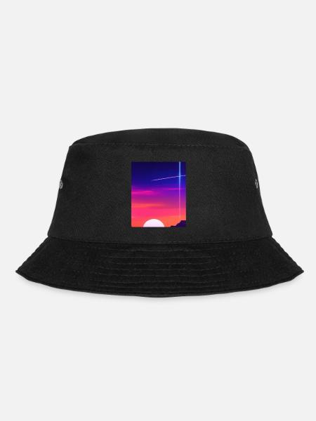 Vaporwave Sun Synthwave Sunset - Bucket Hat - Schwarz