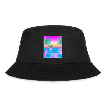 Synthwave Sun Hawaii Vaporwave Aesthetic - Bucket Hat - black - Front - Lela (165cm)