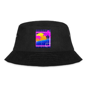 Synthwave Sun Hawaii Vaporwave Esthétique - Bob - noir - Devant - Lela (165cm)