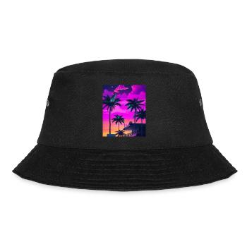 Synthwave Sun Hawaii Vaporwave Aesthetic - Bucket Hat - black - Front - Lela (165cm)