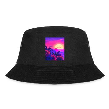 Synthwave Sun Hawaii Vaporwave Esthétique - Bob - noir - Devant - Lela (165cm)
