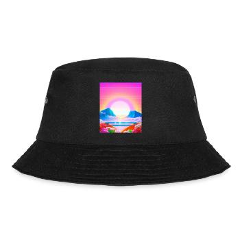 Synthwave Sun Hawaii Vaporwave Aesthetic - Bucket Hat - black - Front - Lela (165cm)