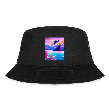 Synthwave Sun Hawaii Vaporwave Aesthetic - Bucket Hat - black - Front - Lela (165cm)