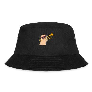 Musician with pug dog plays trombone - Bucket Hat - black - Front - Lela (165cm)