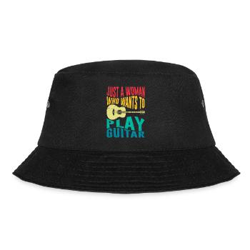 Musiker Nur eine Frau die spielt gerne Gitarre - Bucket Hat - Schwarz - Vorne - Lela (165cm)