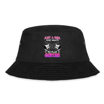Nur ein Mädchen das gerne Gitarre spielt Gitarre - Bucket Hat - Schwarz - Vorne - Lela (165cm)