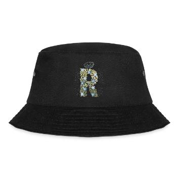 Monogramm Buchstabe R mit Krone, florales Ornament - Bucket Hat - Schwarz - Vorne - Lela (165cm)