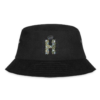 Monogramm Buchstabe H mit Krone, florales Ornament - Bucket Hat - Schwarz - Vorne - Lela (165cm)