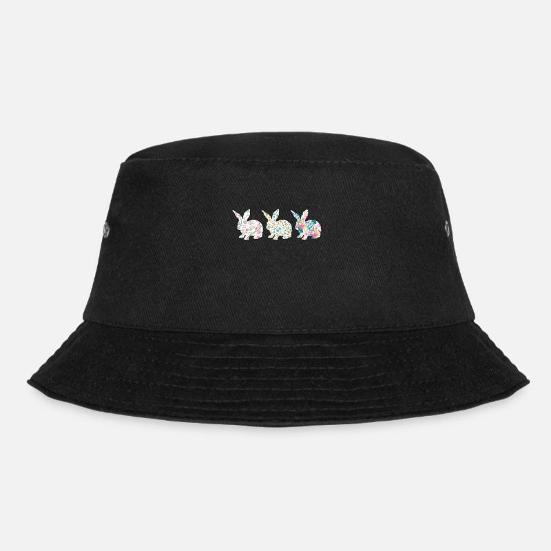 Easter Three Bunnies Rabbit Flower - Bucket Hat - Schwarz