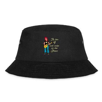 Ich bin 4 - Mädchen Gitarrist - Bucket Hat - Schwarz - Vorne - Lela (165cm)