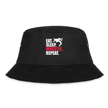 Essen Schlafen Wrestling Wiederholen - Bucket Hat - Schwarz - Vorne - Lela (165cm)