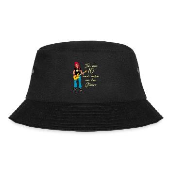 Ich bin 10 - Mädchen Gitarrist - Bucket Hat - Schwarz - Vorne - Lela (165cm)
