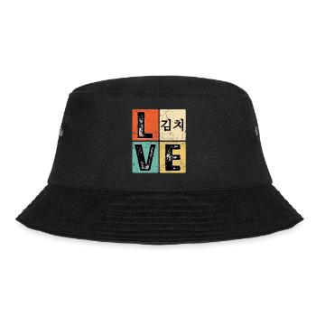 I Love Kimchi South Korean Korean Food Lover 김치 - Bucket Hat - Schwarz - Vorne - Lela (165cm)