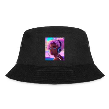 Pastel Aesthetic Cute Anime Girl - Bucket Hat - Schwarz - Vorne - Lela (165cm)