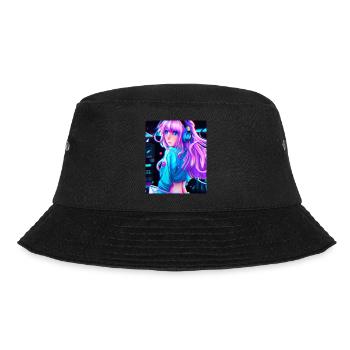 Pastel Aesthetic Cute Anime Girl - Bucket Hat - Schwarz - Vorne - Lela (165cm)