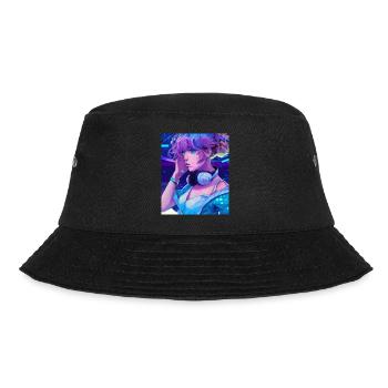 Pastel Aesthetic Cute Anime Girl - Bucket Hat - Schwarz - Vorne - Lela (165cm)
