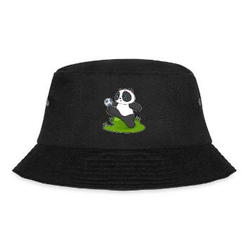 Panda Fußballspieler Fußball - Bucket Hat - Schwarz - Vorne - Lela (165cm)