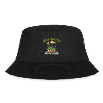 Mein Garten Meine Regeln Pflanzenmama - Bucket Hat - Schwarz - Vorne - Lela (165cm)