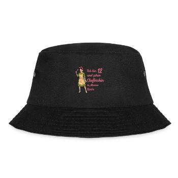 Ich bin 12 - Mädchen Koch - Bucket Hat - Schwarz - Vorne - Lela (165cm)