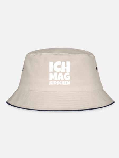 Ich mag Kirschen - Bucket Hat - Natur/Navy - Vorne
