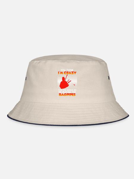 You think I'm crazy I play bagpipes - Bucket Hat - ecru/navy - Front