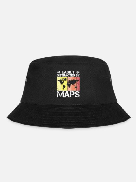 Leicht Abgelenkt Von Karten Geographie Lehrerkarte - Bucket Hat - Schwarz