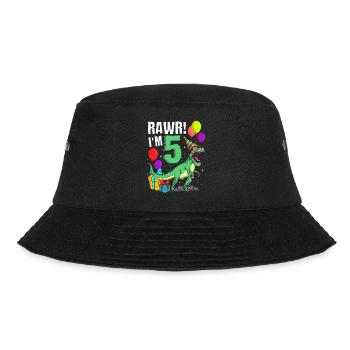 5th birthday I am 5 years T-Rex dinosaur - Bucket Hat - black - Front - Lela (165cm)