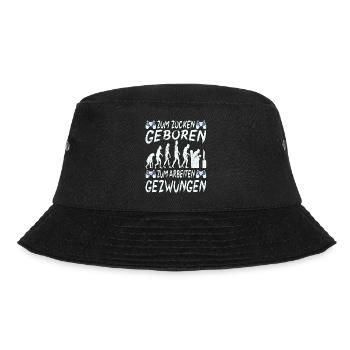 Zum Zocken Geboren Zum Arbeiten Gezwungen - Bucket Hat - Schwarz - Vorne - Lela (165cm)