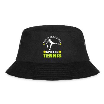 Tennisspieler Lustig Sportler Frau Mit - Bucket Hat - Schwarz - Vorne - Lela (165cm)