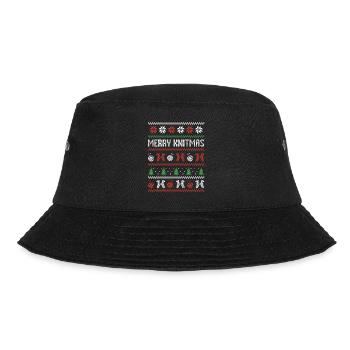 Knitting Sewing Ugly Christmas Sweater Merry - Bucket Hat - black - Front - Lela (165cm)