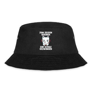 Gaming Katze - Computer Spiele Online Spiele - Bucket Hat - Schwarz - Vorne - Lela (165cm)
