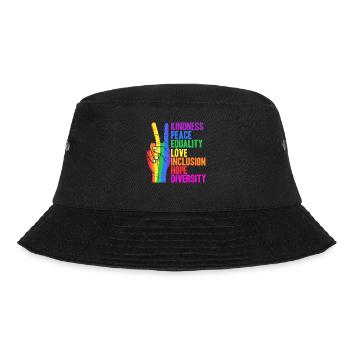 Kidness Peace Equality Love Inclusion Hope - Bucket Hat - black - Front - Lela (165cm)
