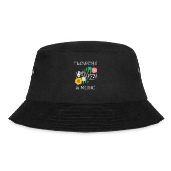 Blumen und Musiknoten Clef Piao Professioneller - Bucket Hat - Schwarz - Vorne - Lela (165cm)