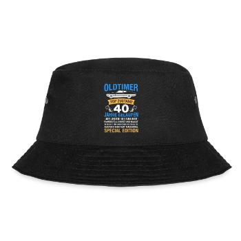 Oldtimer 40 Jahre alt 40. Geburtstag Herren - Bucket Hat - Schwarz - Vorne - Lela (165cm)