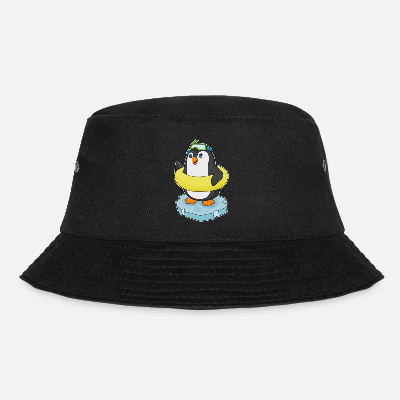Pinguin Eisscholle Schwimmen Rettungsring - Bucket Hat - Schwarz