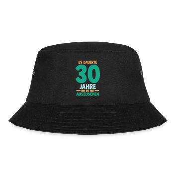 Dreißig Dreißigster 30 Jahre Geburtstag - Bucket Hat - Schwarz - Vorne - Lela (165cm)