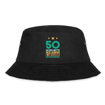 Fünfzig Fünfzigster 50 Jahre Geburtstag - Bucket Hat - Schwarz - Vorne - Lela (165cm)