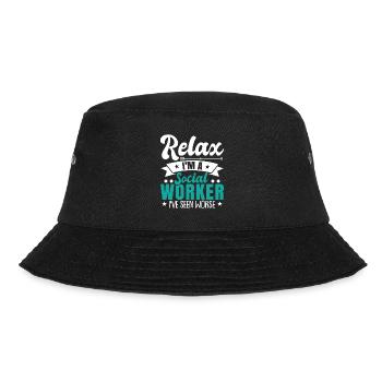 Ich bin Sozialarbeiter - Bucket Hat - Schwarz - Vorne - Lela (165cm)