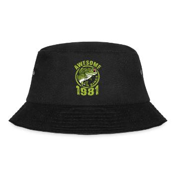 Awesome since 1981. Angel, Angler Geburtstag - Bucket Hat - Schwarz - Vorne - Lela (165cm)