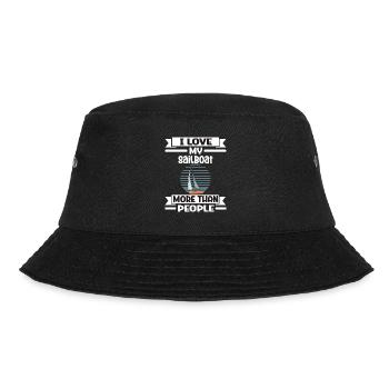 Sailboat I Love My Sailboat More Than People - Bucket Hat - Schwarz - Vorne - Lela (165cm)