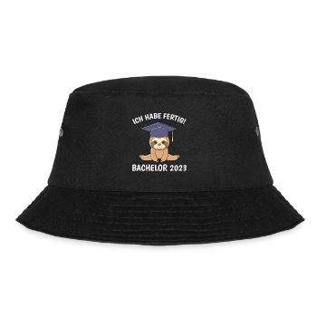 Ich habe fertig Bachelor 2023 Bachelorabschluss - Bucket Hat - Schwarz - Vorne - Lela (165cm)
