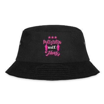 Polizistin Polizeibeamtin Polizei - Bucket Hat - Schwarz - Vorne - Lela (165cm)