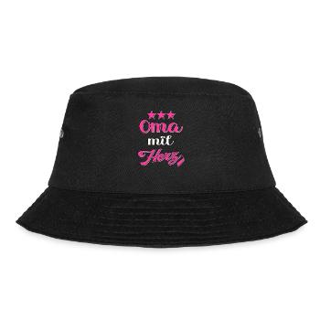 Oma mit Herz Großmutter - Bucket Hat - Schwarz - Vorne - Lela (165cm)
