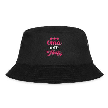 Oma mit Herz Großmutter - Bucket Hat - Schwarz - Vorne - Lela (165cm)