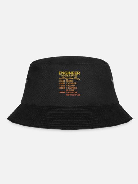 Engineer Hourly Funny Engineering Mechanical Civil - Bucket Hat - black